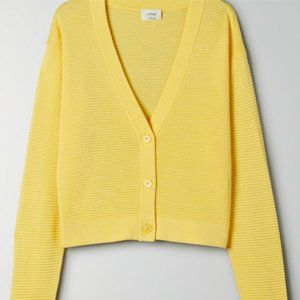 Aritzia Wilfred Light Cropped Cardigan, yellow